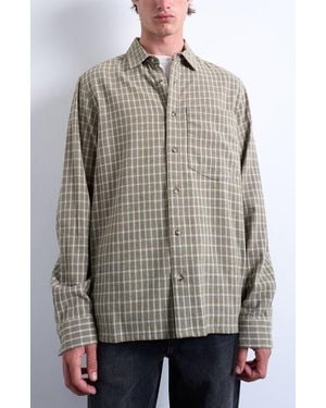 TOPMAN Grid Check Relaxed Button-Up Shirt - Gray