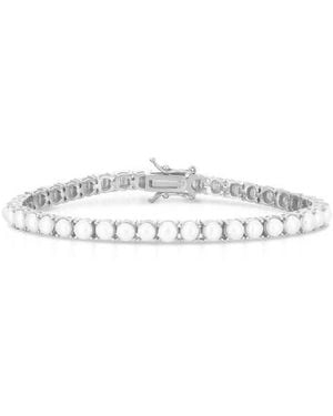 Chloe and Madison Faux Pearl Tennis Bracelet - Metallic