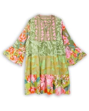 Saachi Patchwork Cotton Tunic - Green