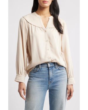 Wit & Wisdom Split Neck Balloon Sleeve Top - Blue