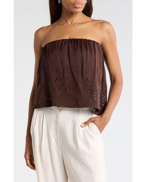 A.L.C. Dalia Eyelet Strapless Top - Brown