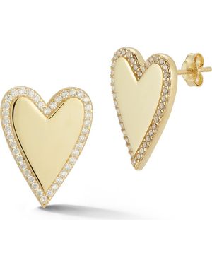 Glaze Jewelry 14K Plated Sterling Heart Stud Earrings - Metallic