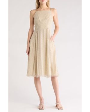 Theory Square Neck Double Strap Silk Dress - Natural