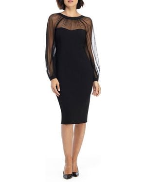 Maggy London Illusion Lace Long Sleeve Cocktail Dress - Black