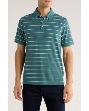14th & Union Stripe Cotton Blend Polo - Green