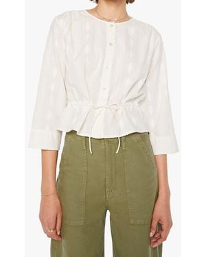 Mother Tonal Embroidered Cotton Top - Green