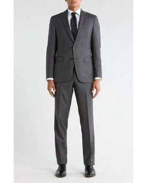 No Ordinary Joe by Ted Baker Jake Solid Notch Lapel Wool Suit - Gray