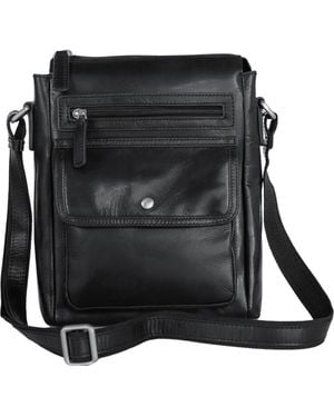 Mancini Buffalo Leather Everyday Crossbody Bag - Black