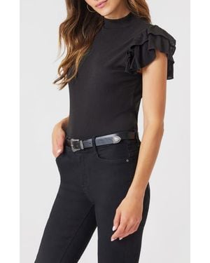 Angels Forever Young Reese Mixed Media Top - Black