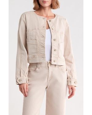 Democracy Barrel Sleeve Denim Moto Jacket - Natural