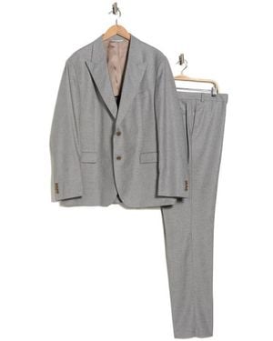 Jack Victor Marcus Peak Lapel Wool & Cotton Blend Suit - Gray