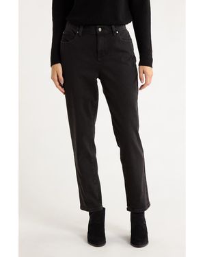 Eileen Fisher High Waist Slim Ankle Jeans - Black
