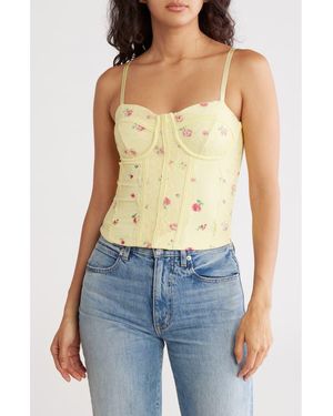 Madden Girl Lace Trim Corset Top - Metallic