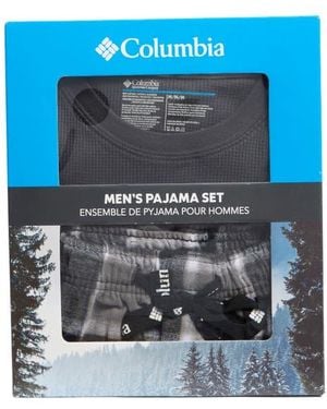 Columbia Long Sleeve Thermal Shirt & Plaid Flannel Pants Pajamas - Blue