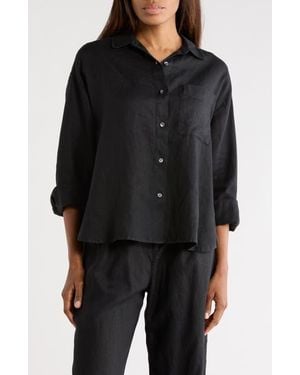 James Perse Linen Button-Up Shirt - Black