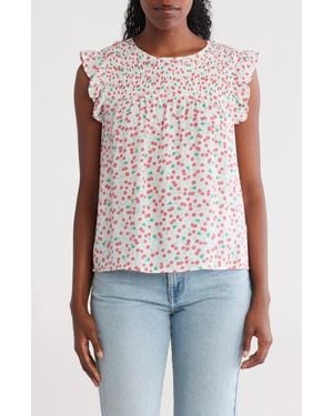 Nanette Lepore Flutter Sleeve Top - Red