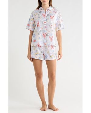 Abound Patterned Shortie Pajamas - White
