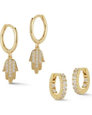 Glaze Jewelry Set Of 2 14K Plated Earrings - Metallic