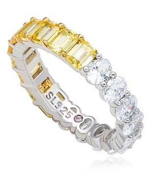 Suzy Levian Half & Half Eternity Band Ring - Metallic