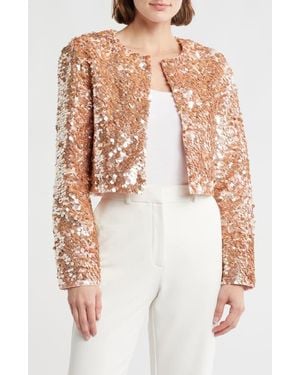 Alice + Olivia Kidman Sequin Crop Jacket - White