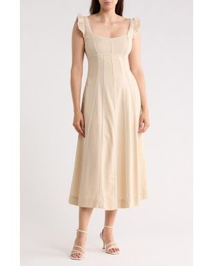 Ellen Tracy Piped Midi Dress - Natural