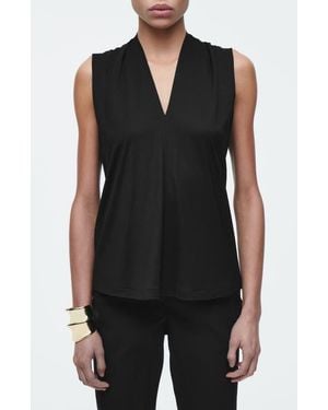 COS Draped V-Neck Sleeveless Top - Black