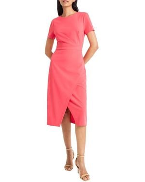 Maggy London Short Sleeve Tulip Hem Midi Dress - Red