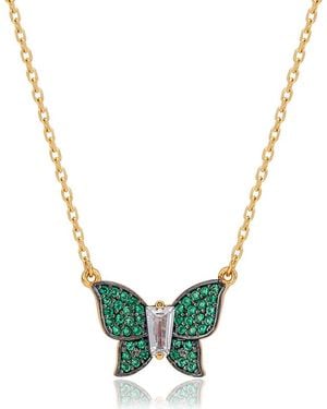 Suzy Levian Cubic Zirconia Butterfly Pavé Pendant Necklace - Blue