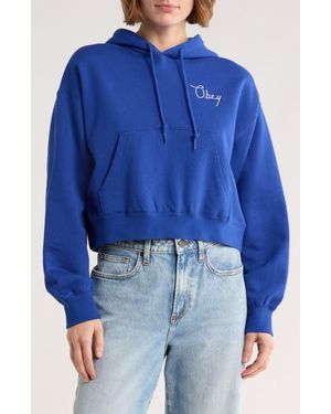 Obey Cities Crop Hoodie - Blue