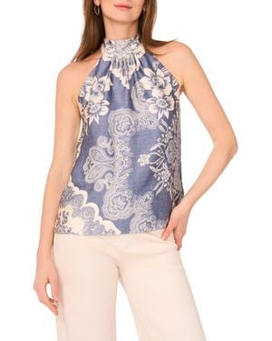 Parker The Erica Satin Halter Neck Top - Blue
