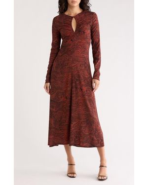 Desigual Print Long Sleeve Maxi Dress - Purple