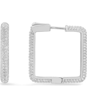 Queen Jewels Cubic Zirconia Pavé Square Hoop Earrings - White