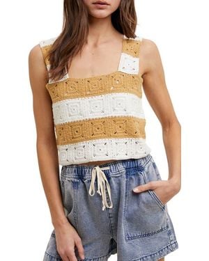 Wishlist Colorblocked Crochet Top - Blue