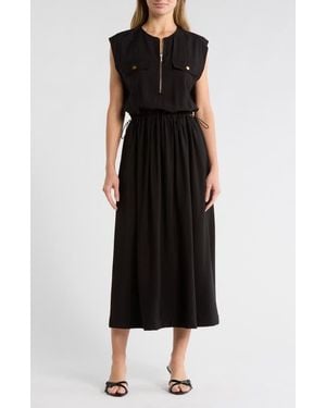 Ellen Tracy Sleeveless Crinkle Dress - Black