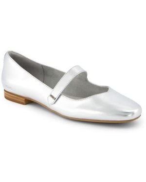 TOMS Bianca Metallic Mary Jane Flat - White
