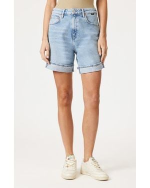 Mavi Heidi High Waist Cuffed Relaxed Denim Shorts - Blue