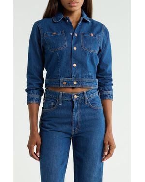 Mother The Wingman Peter Pan Collar Denim Jacket - Blue