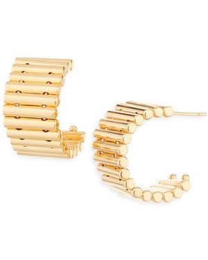 Sterling Forever Harla Ribbed Hoop Earrings - Metallic