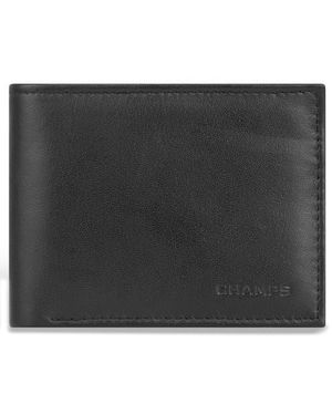 CHAMPS Classic Leather Bifold Wallet - Black
