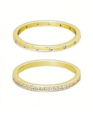 Adornia Set Of 2 Cubic Zirconia Eternity Bands - Yellow
