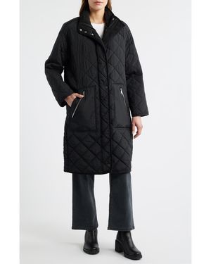 Bernardo Quilted Long Coat - Black