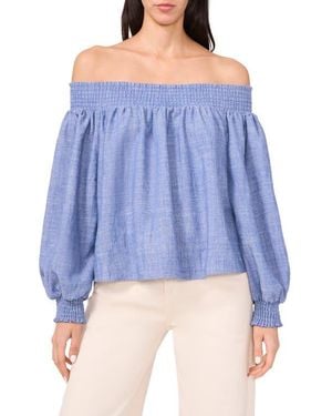 Parker The Dakota Off The Shoulder Long Sleeve Top - Blue