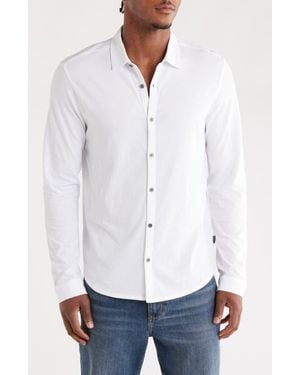 John Varvatos Clark Organic Cotton Jersey Button-Up Shirt - White