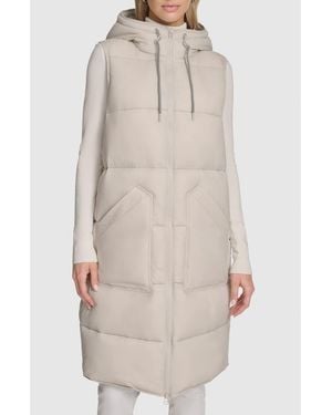 Andrew Marc Kerr Hooded Longline Puffer Vest - White