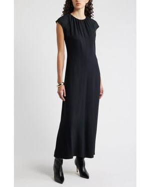 Nordstrom Shirred Cap Sleeve Maxi Dress - Black