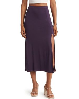 Go Couture Side Slit Maxi Skirt - Purple