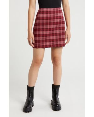 AREA STARS Plaid Miniskirt - Red
