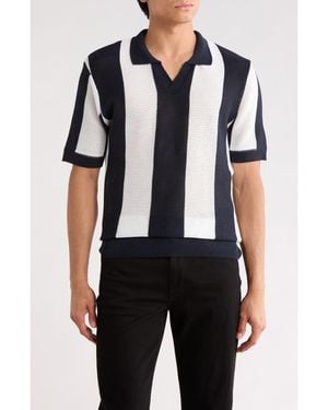 Tom Baine Johnny Collar Short Sleeve Knit Sweater - Blue
