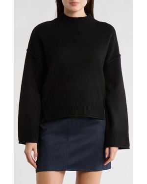 Max Studio Exposed Seam Turtleneck Sweater - Black