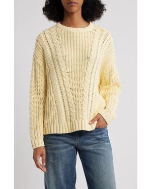 PacSun Magnolia Oversize Cable Stitch Cotton Sweater - Natural